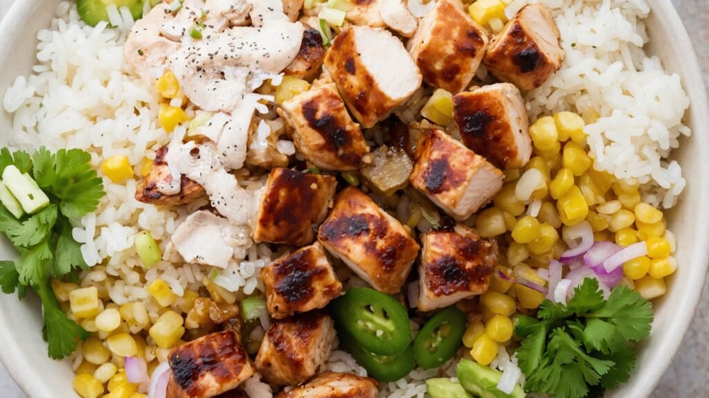 Street Corn Chicken Rice Bowl